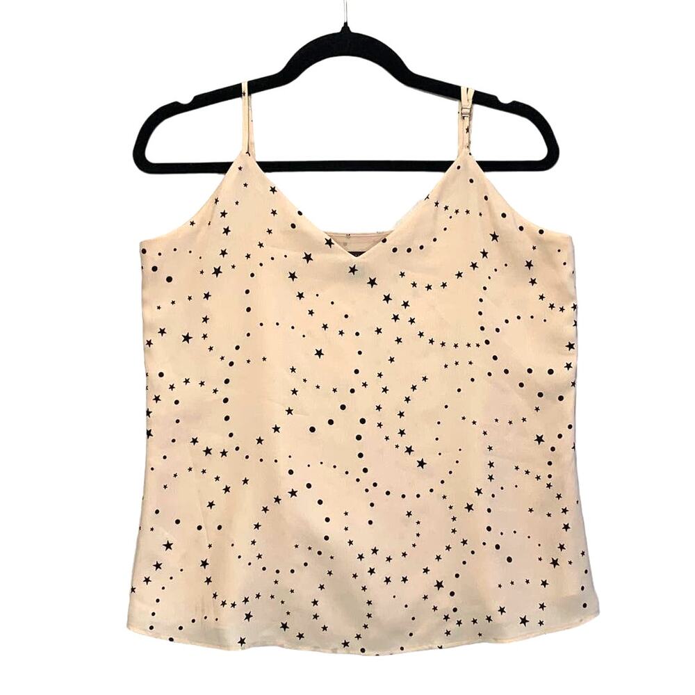 Ann Taylor Polka Dot Star Print Drapey Cami Women's Sz S Pale Pink Casual Glam